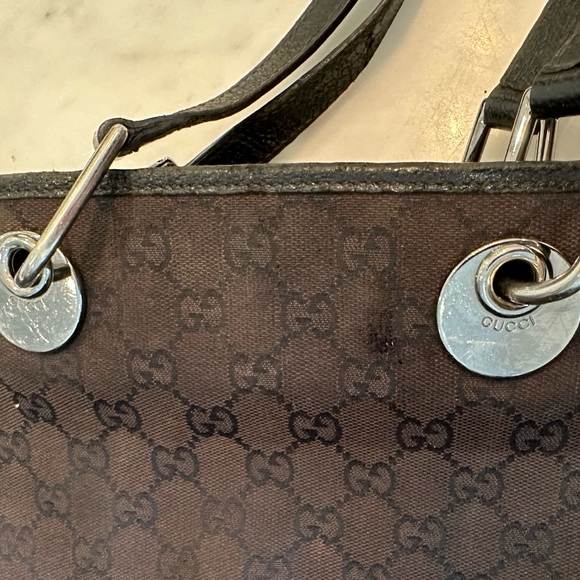 Vintage Gucci Black Fabric Handbag with Polished Chrome Hardware - Picture 9 of 16